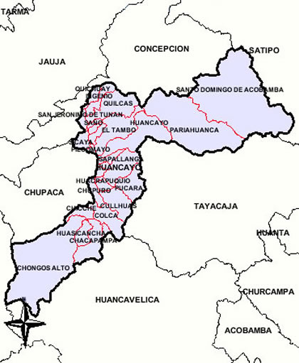 MAPA DE LA PROVINCIA DE HUANCAYO