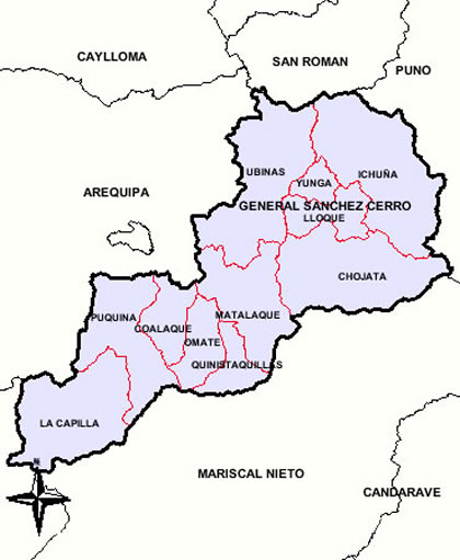 Mapa de la Provincia de General Sanchez Cerro